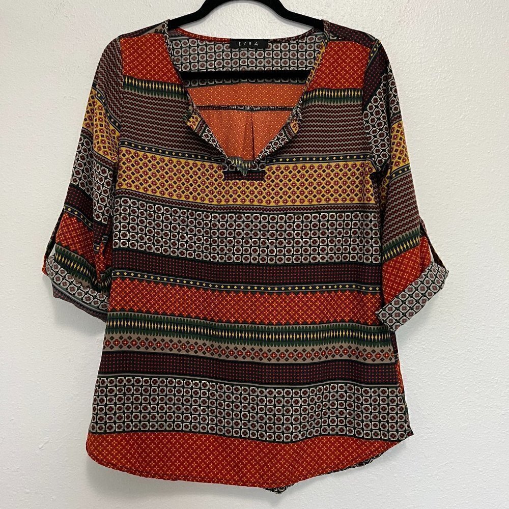 Ezra Orange/Yellow Long Sleeve Blouse